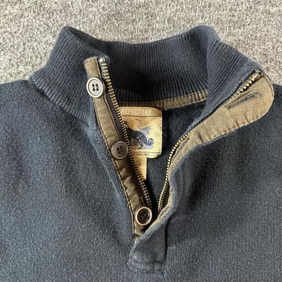 Refectory Men's Black Sweater quarter zip wit buttons M - Picture 2 of 5